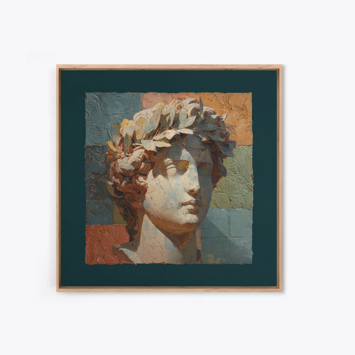 Roman Statue Bust Canvas Print, Mediterranean Art, Modern Wall Art, Living Room Decor, Oil Painting, Azure, Downloadable Art, MAR-1x1-22