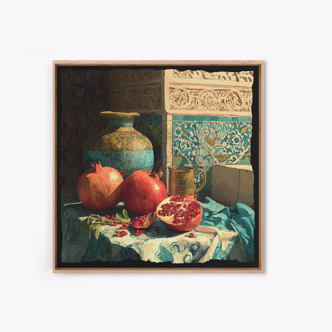 Pomegranate Still Life Canvas Print, Mediterranean Art, Fine Art Print, Living Room Decor, Fine Art, Azure, Original Painting, MAR-1x1-91