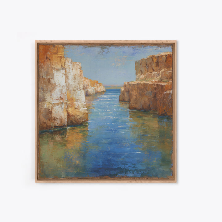 Coastal Cliffs with Sparkling Blue Water Canvas Print, Mediterranean Art, Coastal Wall Decor, Living Room Decor, Azure, MAR-1x1-92
