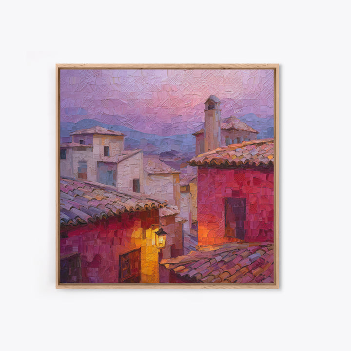 Sunset over Red Tiled Rooftops Canvas Print, Mediterranean Art, Travel Poster, Living Room Decor, Fine Art, Azure, MAR-1x1-95