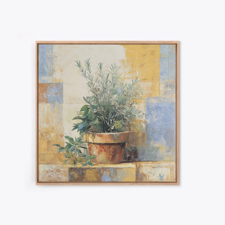 Wild Herbs Rosemary and Thyme Botanical Study Canvas Print, Mediterranean Art, Original Painting, Living Room Decor, Azure, MAR-1x1-96