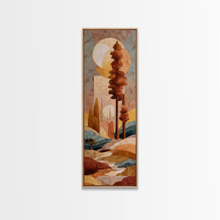 Warm Terra Cotta Abstract Landscape Canvas Print, Mediterranean Art, Watercolor Art, Living Room Decor, Fine Art, Azure, MAR-1x3-2