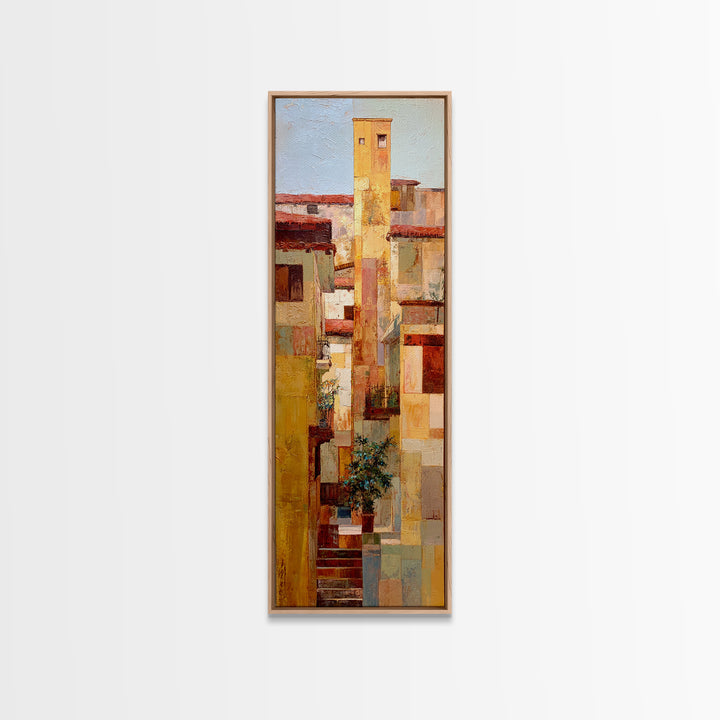 Sunset over Red Tiled Rooftops Canvas Print, Mediterranean Art, Printable Wall Art, Living Room Decor, Fine Art, Azure, MAR-1x3-59