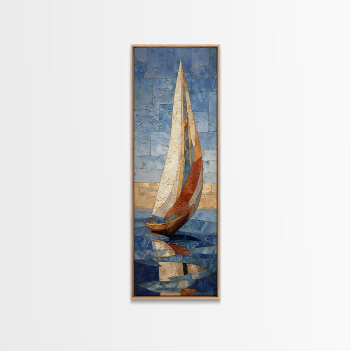 Mediterranean Sailboat on Glassy Water Canvas Print, Mediterranean Art, Landscape Wall Art, Living Room Decor, Fine Art, Azure, MAR-1x3-78