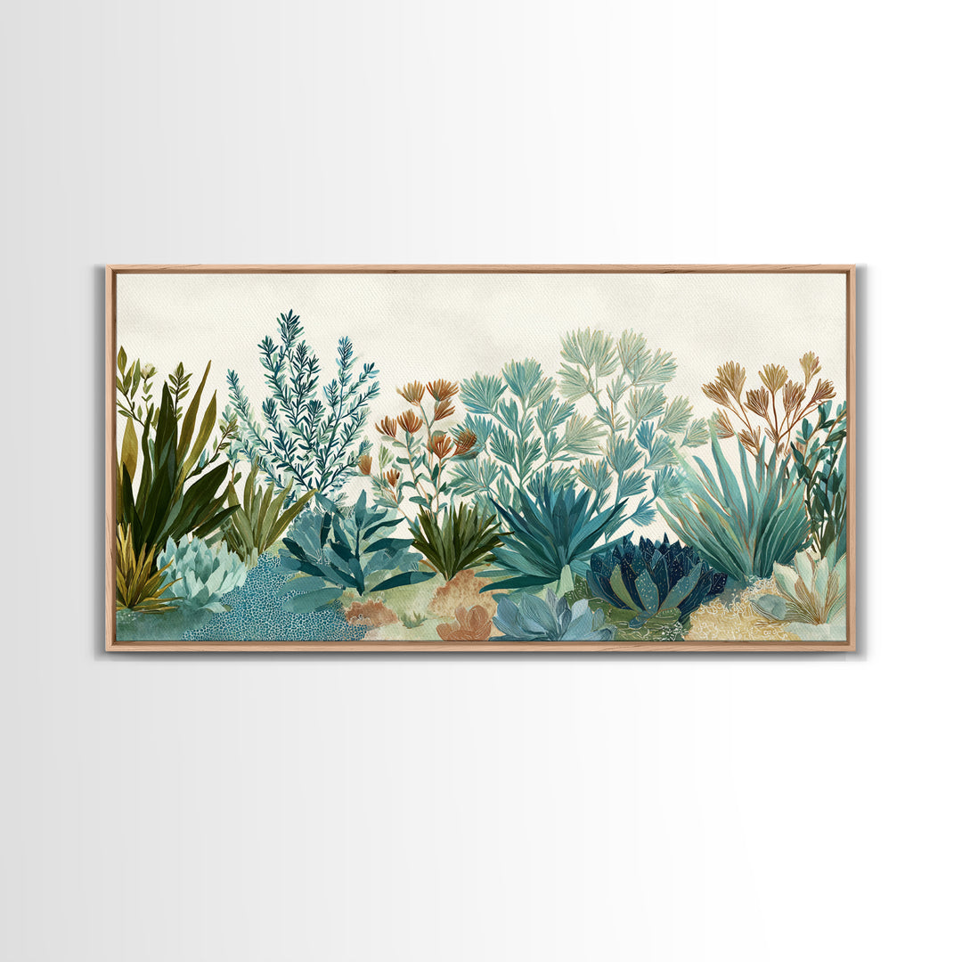 Wild Herbs Rosemary and Thyme Botanical Study Canvas Print, Mediterranean Art, Room Decor, Living Room Decor, Fine Art, Azure, MAR-2x1-44