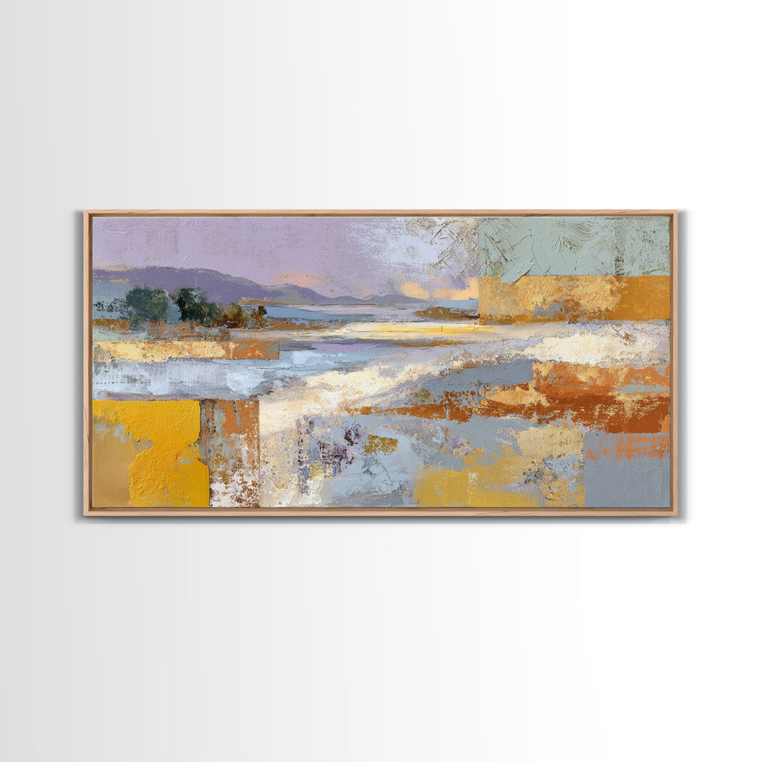 Warm Terra Cotta Abstract Landscape Canvas Print, Mediterranean Art, Room Decor, Living Room Decor, Azure, Printable Art, MAR-2x1-58