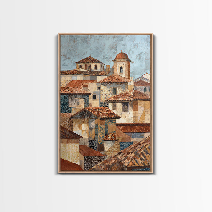 Sunset over Red Tiled Rooftops Canvas Print, Mediterranean Art, Gallery Wall Art, Living Room Decor, Fine Art, Azure, MAR-2x3-31
