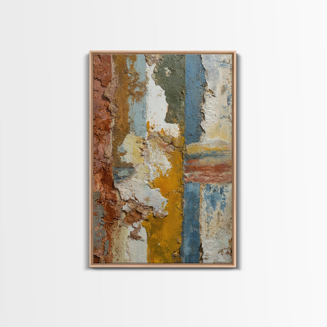Warm Terra Cotta Abstract Landscape Framed Canvas Print, Mediterranean Art, Original Painting, Living Room Decor, Azure, MAR-2x3-94