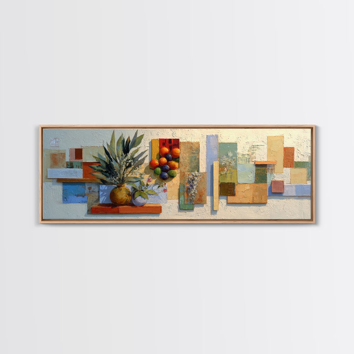 Sunset over Red Tiled Rooftops Framed Canvas Print, Mediterranean Art, Landscape Wall Art, Living Room Decor, Fine Art, Azure, MAR-3x1-15