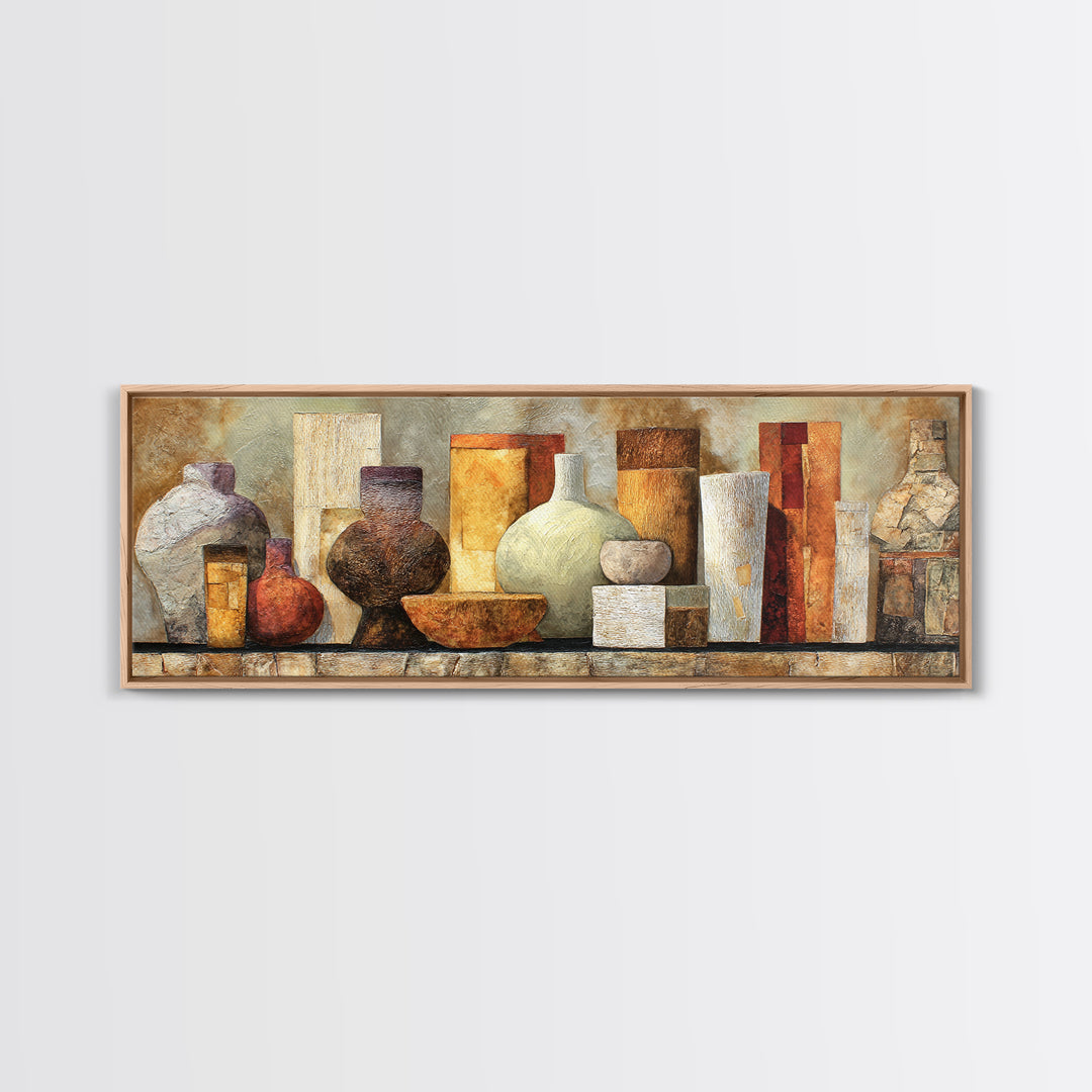 Warm Terra Cotta Abstract Landscape Canvas Print, Mediterranean Art, Room Decor, Living Room Decor, Azure, Printable Art, MAR-3x1-30