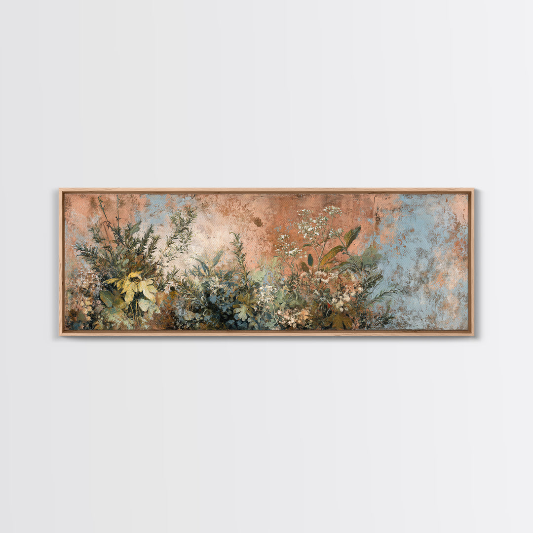 Wild Herbs Rosemary and Thyme Botanical Study Canvas Print, Mediterranean Art, Travel Poster, Living Room Decor, Oil Painting, MAR-3x1-40
