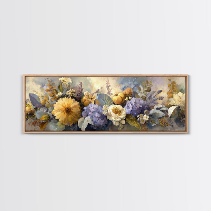 Greek Vase Modern Floral Design Framed Canvas Print, Mediterranean Art, Room Decor, Living Room Decor, Oil Painting, Azure, MAR-3x1-55