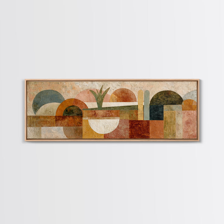 Warm Terra Cotta Abstract Landscape Canvas Print, Mediterranean Art, Textured Painting, Living Room Decor, Oil Painting, Azure, MAR-3x1-78