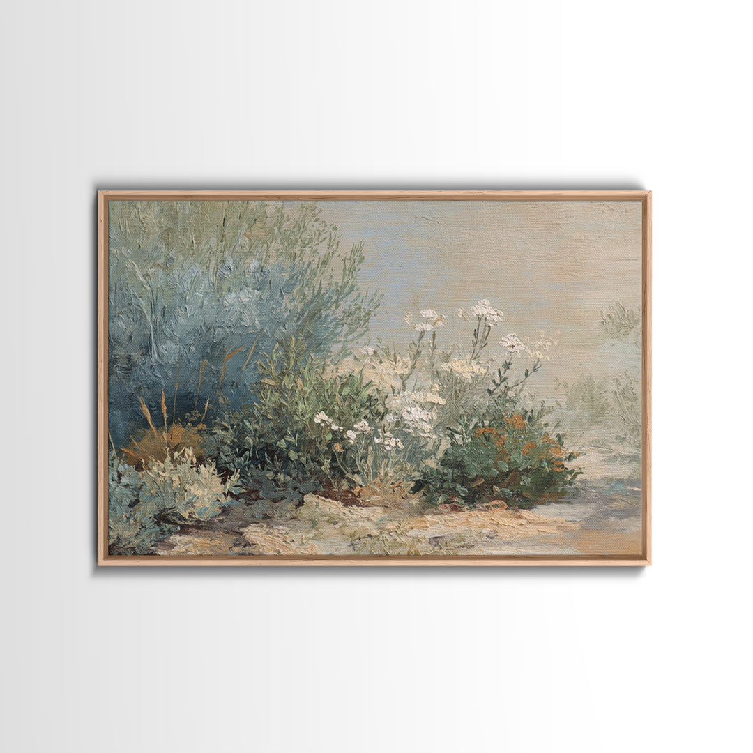 Wild Herbs Rosemary and Thyme Botanical Study Canvas Print, Mediterranean Art, Printable Wall Art, Living Room Decor, Azure, MAR-3x2-28