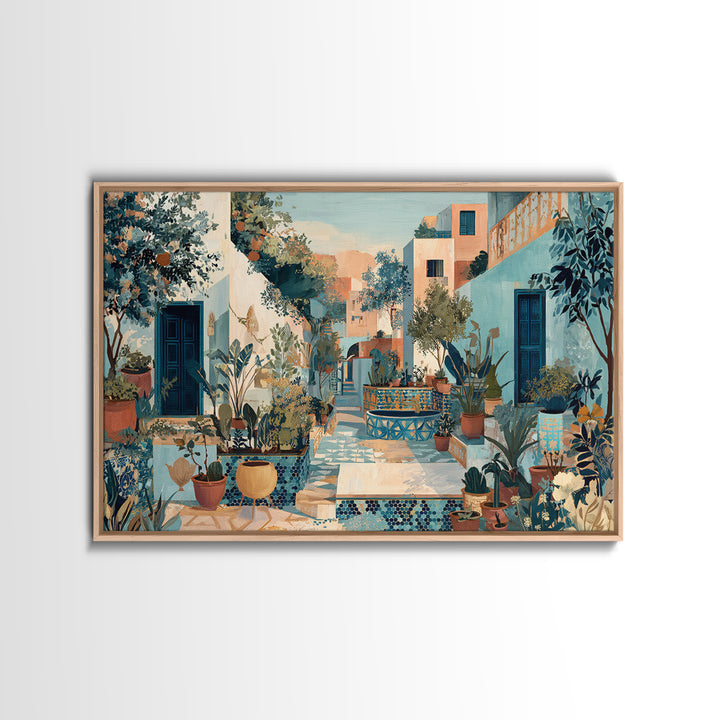 Sunset over Red Tiled Rooftops Canvas Print, Mediterranean Art, Modern Wall Art, Living Room Decor, Azure, Downloadable Art, MAR-3x2-51