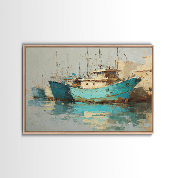 Spanish Tile Ornament Canvas Print, Mediterranean Art, Landscape Painting, Living Room Decor, Fine Art, Azure, Fine Art Print, MAR-3x2-68