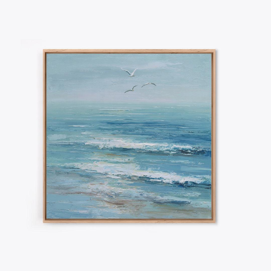 Hotel Coastal Landscape Framed Canvas Print, Master Bedroom, Neutral Decor, Bedroom Decor, Oil Painting, Sanctuary, Home Decor, MAS-1x1-21