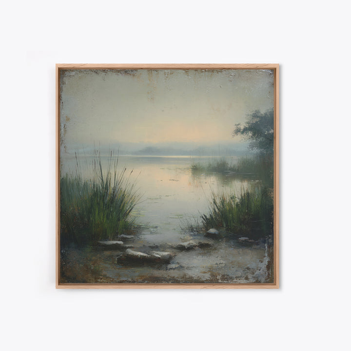 Serene Lake with Pale Morning Reflection Canvas Print, Master Bedroom, Bedroom Prints, Bedroom Decor, Fine Art, Sanctuary, MAS-1x1-31