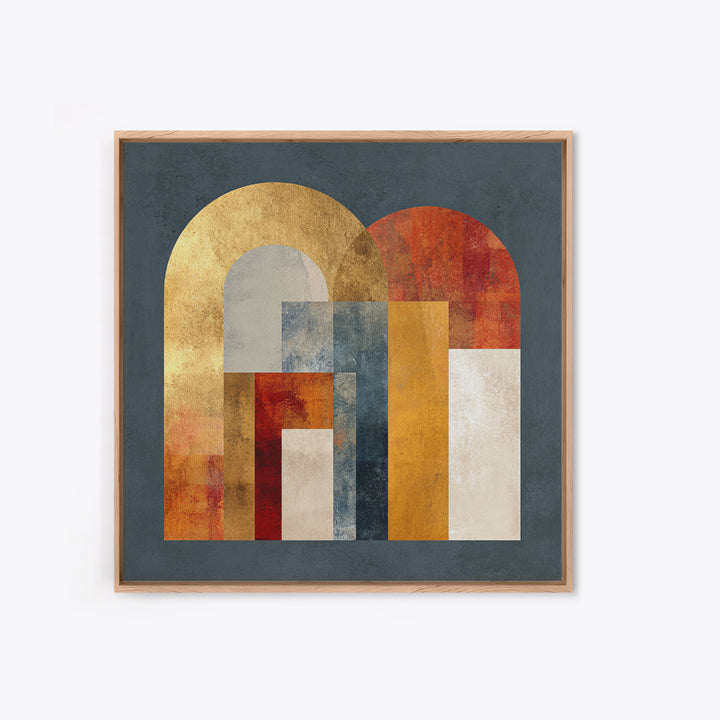 Gold Accented Abstract Arches Framed Canvas Print, Master Bedroom, Gallery Decor, Bedroom Decor, Fine Art, Sanctuary, MAS-1x1-32