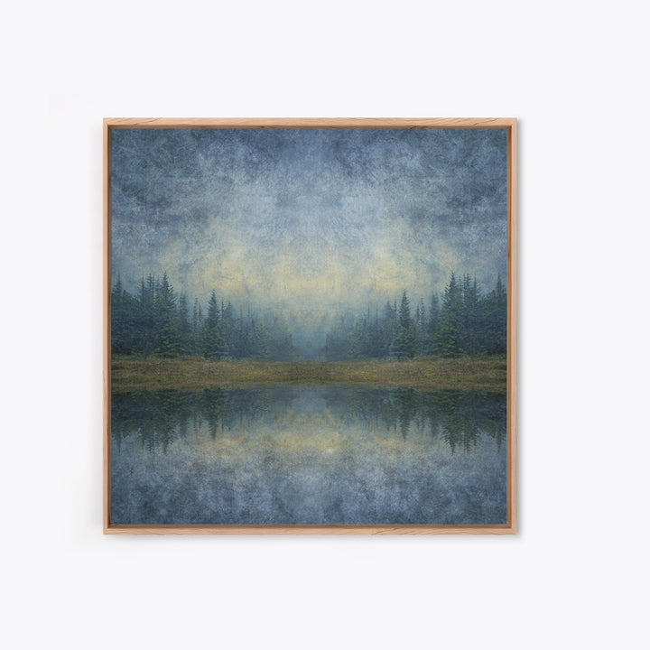 Calm Misty Forest Panorama Framed Canvas Print, Master Bedroom, Bedroom Prints, Bedroom Decor, Sanctuary, Gallery Decor, MAS-1x1-52
