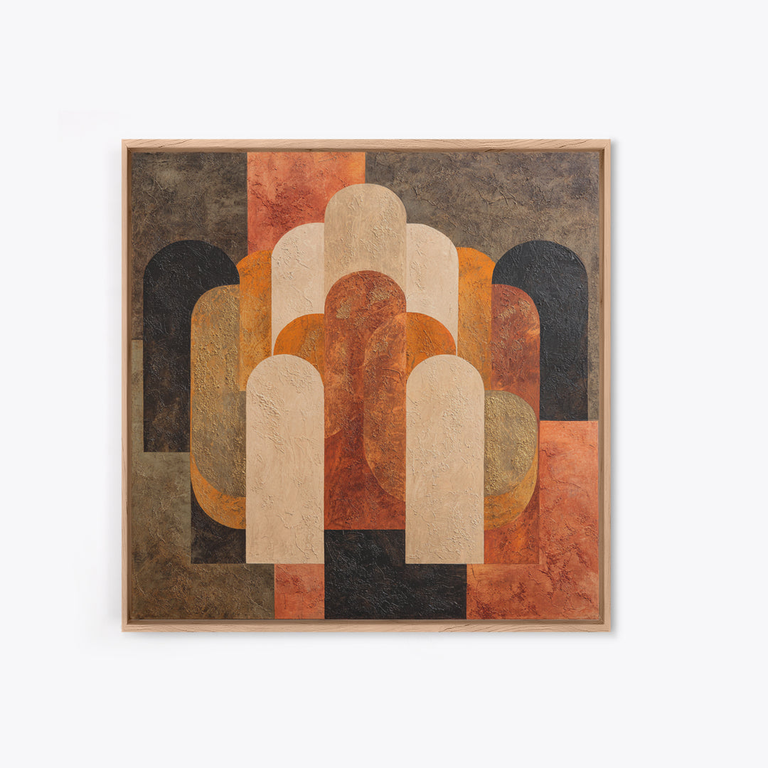 Gold Accented Abstract Arches Framed Canvas Print, Master Bedroom, Farmhouse Decor, Bedroom Decor, Abstract Art, Sanctuary, MAS-1x1-56