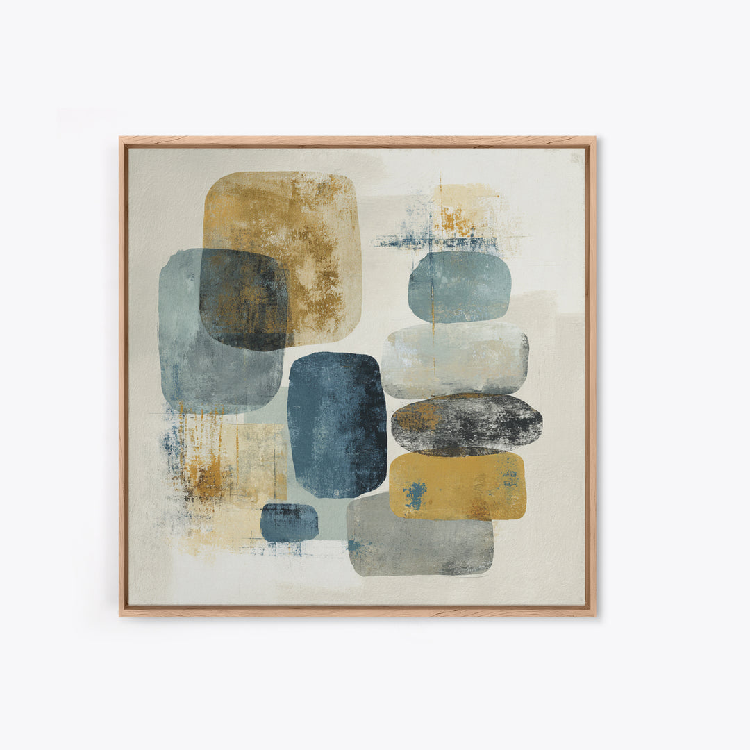 Minimal Stone Shapes Framed Canvas Print, Master Bedroom, Bedroom Prints, Bedroom Decor, Abstract Art, Sanctuary, Gallery Decor, MAS-1x1-64