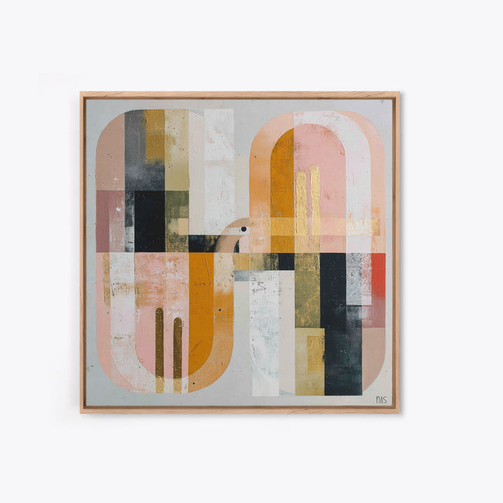 Gold Accented Abstract Arches Framed Canvas Print, Master Bedroom, Bedroom Decor, Fine Art, Sanctuary, Living Room Prints, MAS-1x1-8