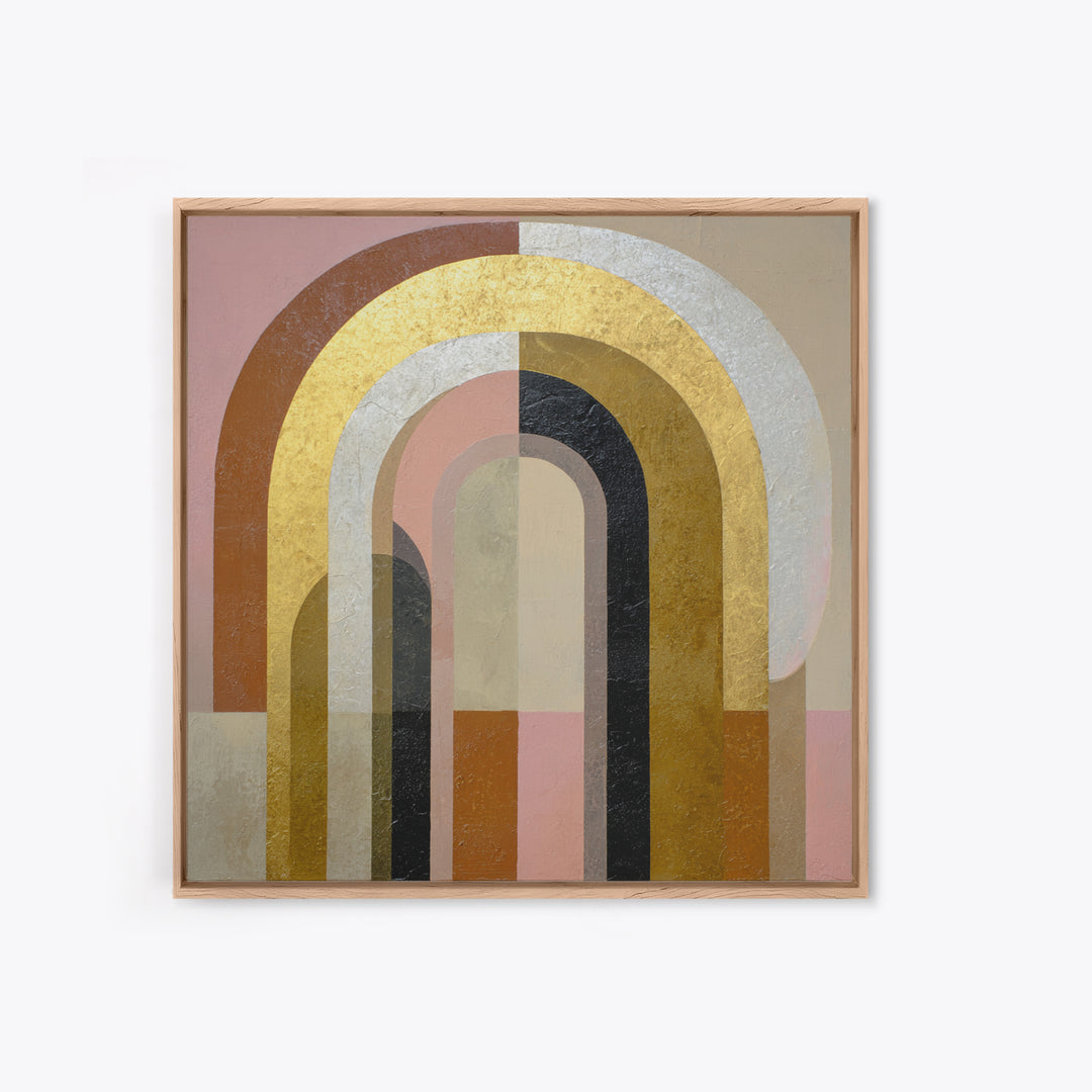 Gold Accented Abstract Arches Framed Canvas Print, Master Bedroom, Fine Art Print, Bedroom Decor, Abstract Art, Sanctuary, MAS-1x1-80