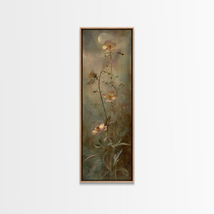 Dreamy Celestial Moon and Botanical Composition Canvas Print, Master Bedroom, Rustic Home Decor, Bedroom Decor, Sanctuary, MAS-1x3-47