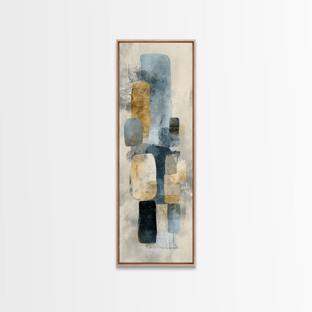 Minimal Stone Shapes Framed Canvas Print, Master Bedroom, Printable Art, Bedroom Decor, Abstract Art, Sanctuary, MAS-1x3-52