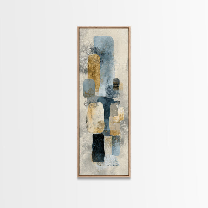 Minimal Stone Shapes Framed Canvas Print, Master Bedroom, Printable Art, Bedroom Decor, Abstract Art, Sanctuary, MAS-1x3-52