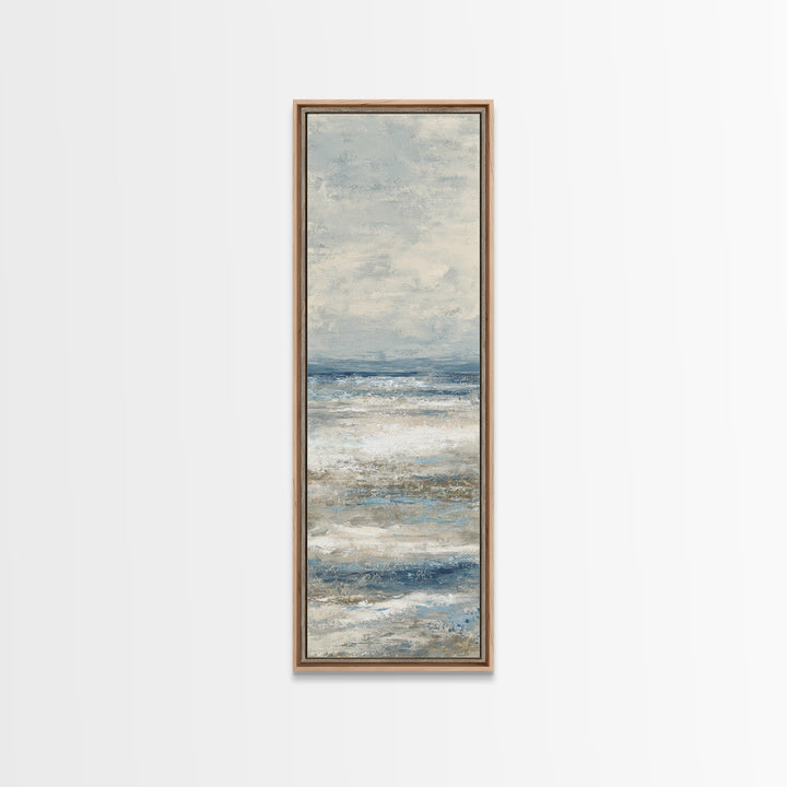 Elegant Moonlit Ocean Horizon Framed Canvas Print, Master Bedroom, Printable Wall Art, Bedroom Decor, Fine Art, Sanctuary, MAS-1x3-61