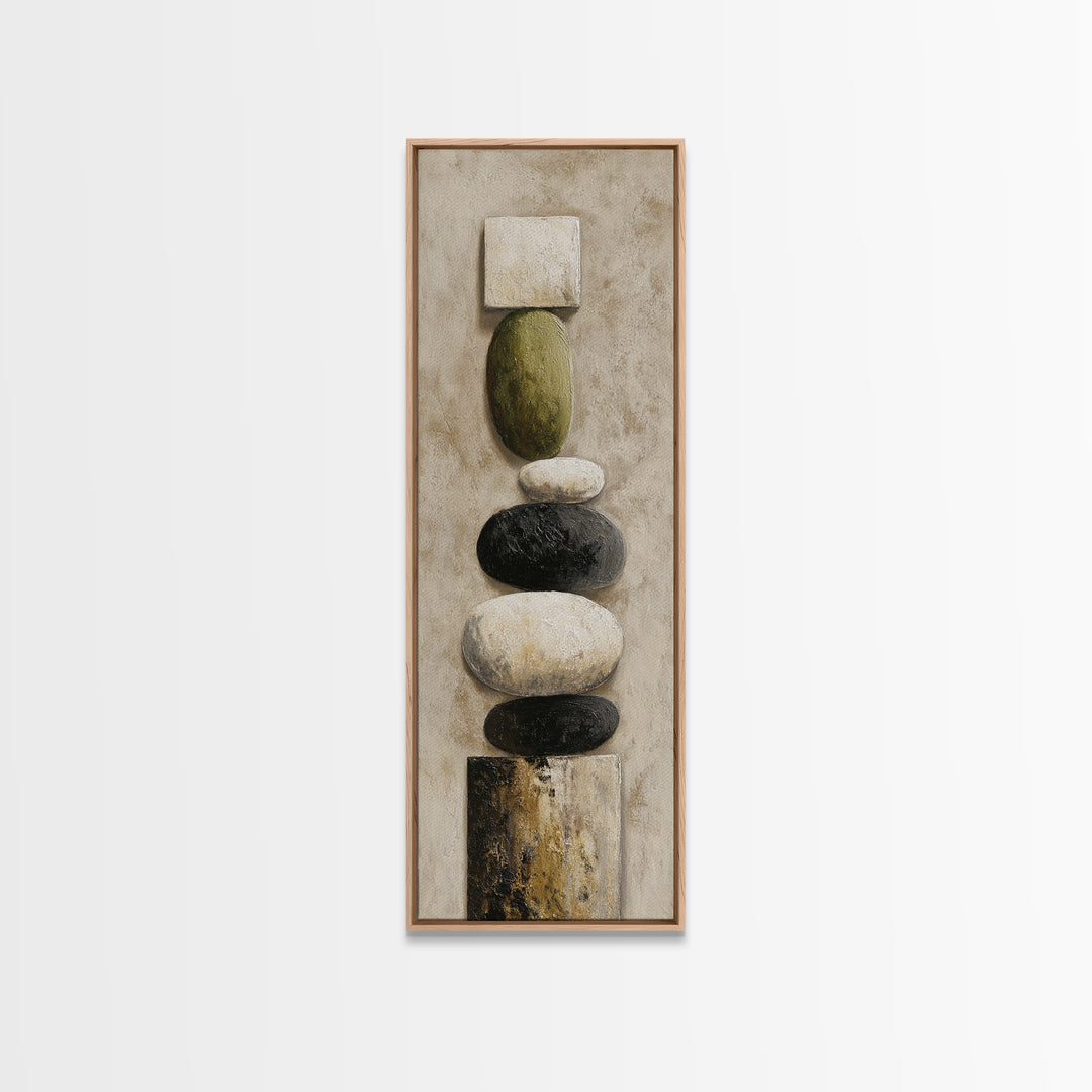 Minimal Stone Shapes Framed Canvas Print, Master Bedroom, Wall Decor Bedroom, Bedroom Decor, Sanctuary, Fine Art Print, MAS-1x3-76