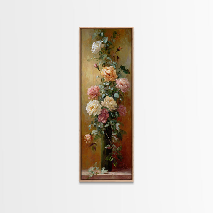 Warm Candlelit Still Life Framed Canvas Print, Master Bedroom, Farmhouse Wall Art, Bedroom Decor, Fine Art, Sanctuary, MAS-1x3-84