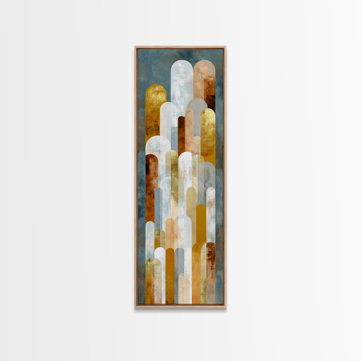 Gold Accented Abstract Arches Framed Canvas Print, Master Bedroom, Signs for Home, Bedroom Decor, Abstract Art, Sanctuary, MAS-1x3-92