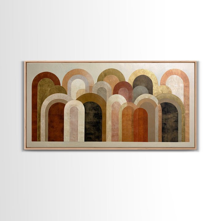 Gold Accented Abstract Arches Framed Canvas Print, Master Bedroom, Wall Art Bedroom, Bedroom Decor, Fine Art, Sanctuary, MAS-2x1-100