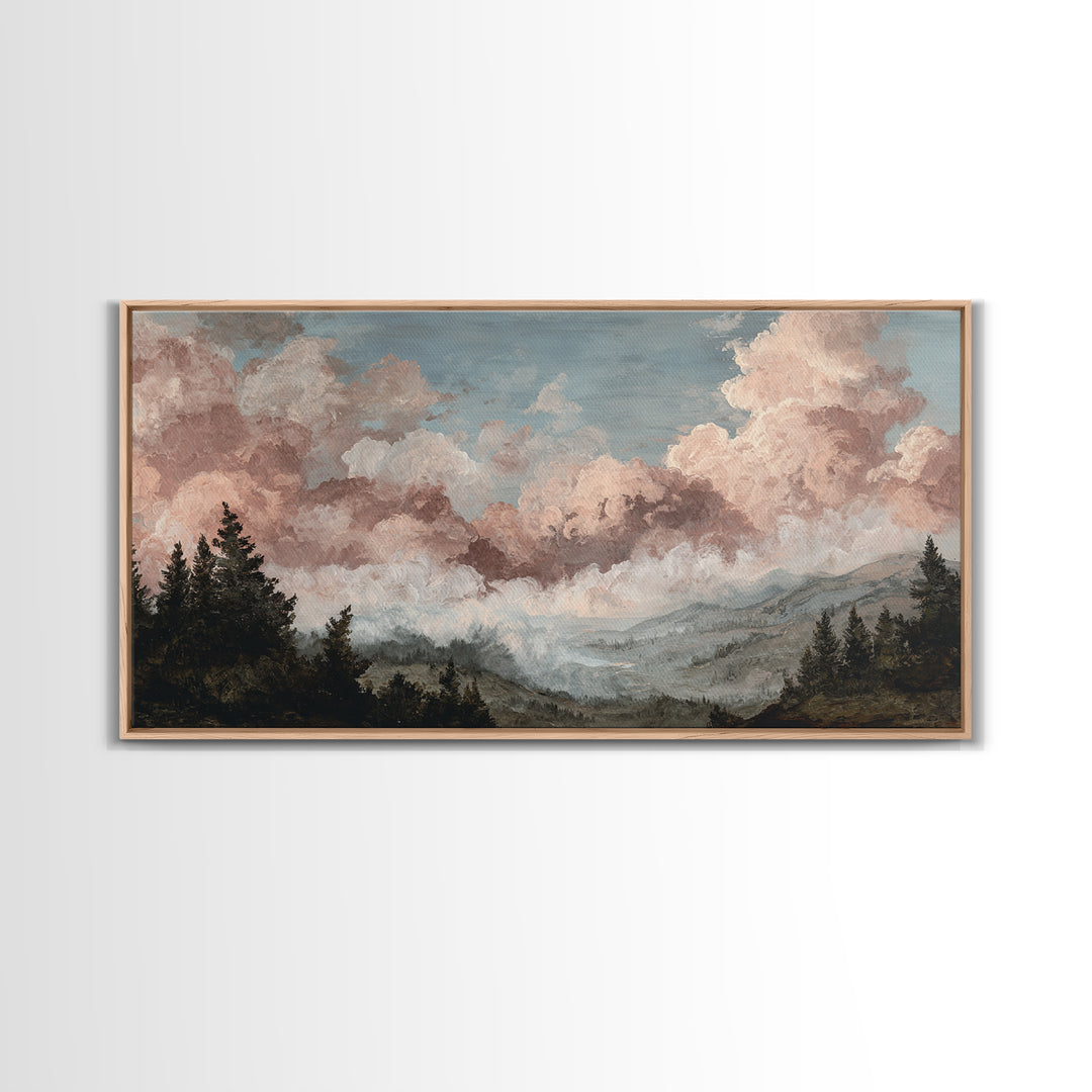Blush and Taupe Cloudscape Canvas Print, Master Bedroom, Bedroom Decor, Abstract Art, Sanctuary, Printable Art, MAS-2x1-2