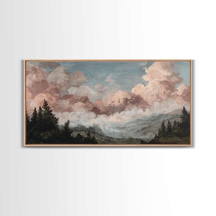 Blush and Taupe Cloudscape Canvas Print, Master Bedroom, Bedroom Decor, Abstract Art, Sanctuary, Printable Art, MAS-2x1-2