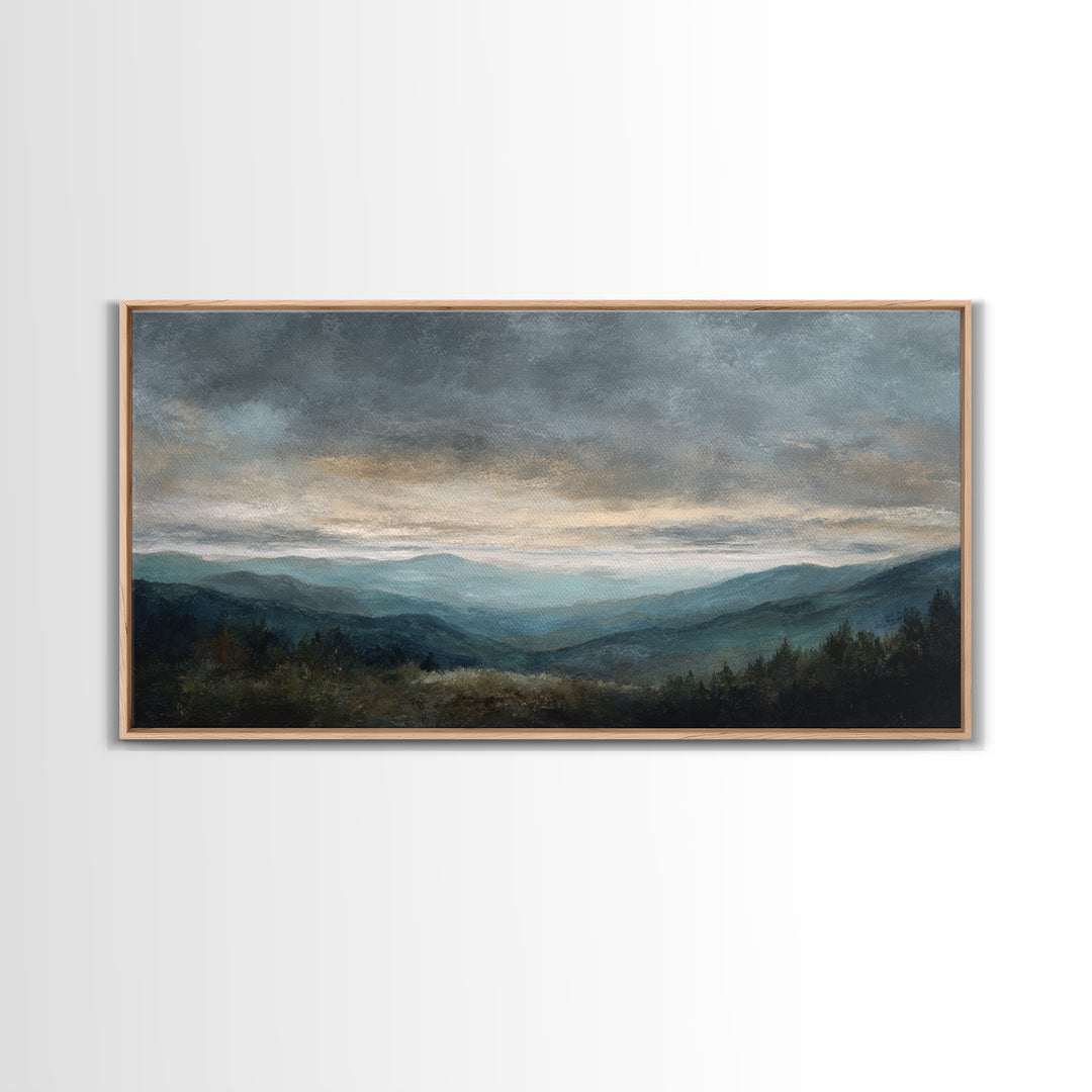 Soft Mountain Ridge Framed Canvas Print, Master Bedroom, Printable Wall Art, Bedroom Decor, Sanctuary, Minimalist Wall Art, MAS-2x1-33