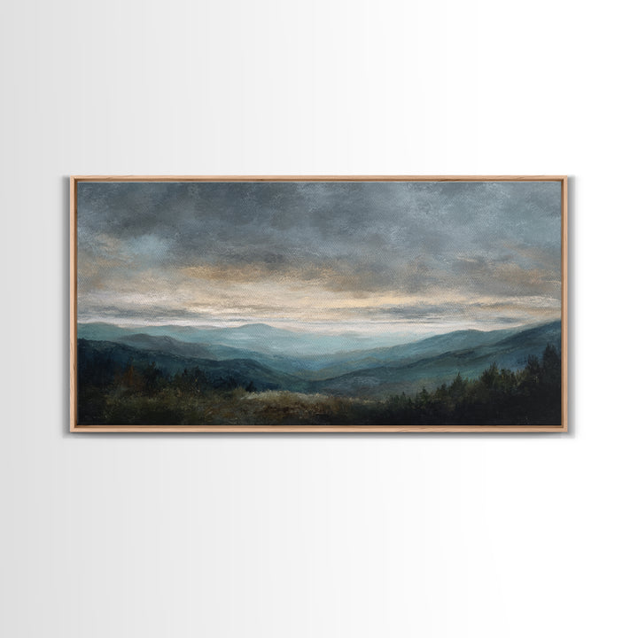 Soft Mountain Ridge Framed Canvas Print, Master Bedroom, Printable Wall Art, Bedroom Decor, Sanctuary, Minimalist Wall Art, MAS-2x1-33