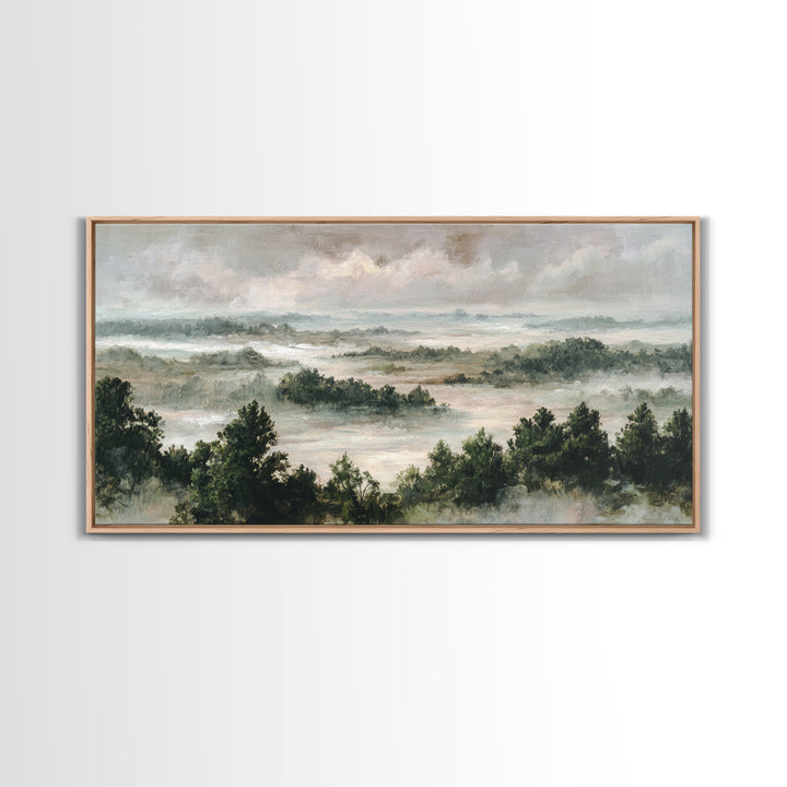 Blush and Taupe Cloudscape Framed Canvas Print, Master Bedroom, Art Print, Bedroom Decor, Fine Art, Sanctuary, Above Bed Decor, MAS-2x1-50