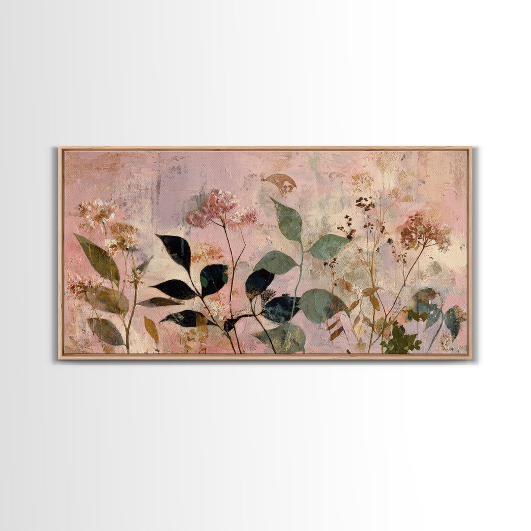 Dreamy Celestial Moon and Botanical Composition Canvas Print, Master Bedroom, Minimalist Wall Art, Bedroom Decor, Sanctuary, MAS-2x1-55