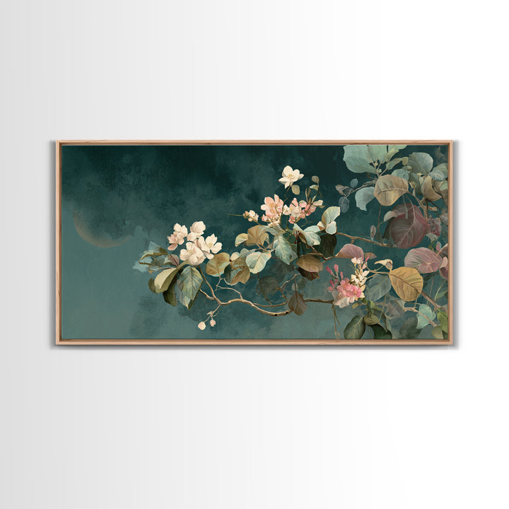 Dreamy Celestial Moon and Botanical Composition Canvas Print, Master Bedroom, Wall Art Prints, Bedroom Decor, Sanctuary, MAS-2x1-7