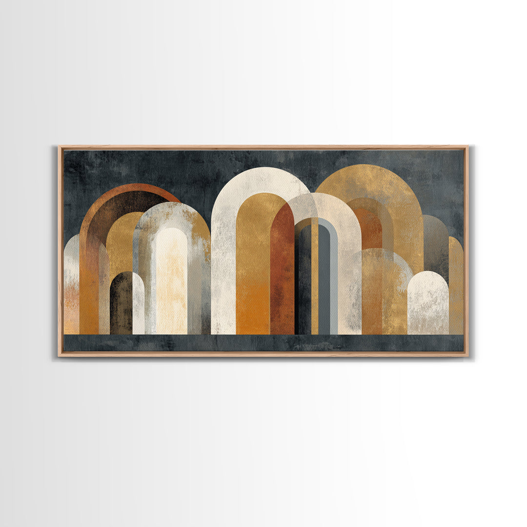 Gold Accented Abstract Arches Canvas Print, Master Bedroom, Minimalist Wall Art, Bedroom Decor, Sanctuary, Over Bed Wall Art, MAS-2x1-76
