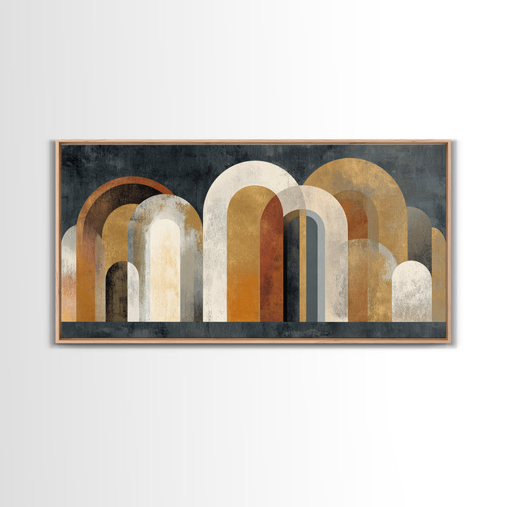 Gold Accented Abstract Arches Canvas Print, Master Bedroom, Minimalist Wall Art, Bedroom Decor, Sanctuary, Over Bed Wall Art, MAS-2x1-76