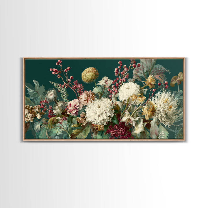 Dreamy Celestial Moon and Botanical Composition Canvas Print, Master Bedroom, Vinyl Wall Decal, Bedroom Decor, Sanctuary, MAS-2x1-79