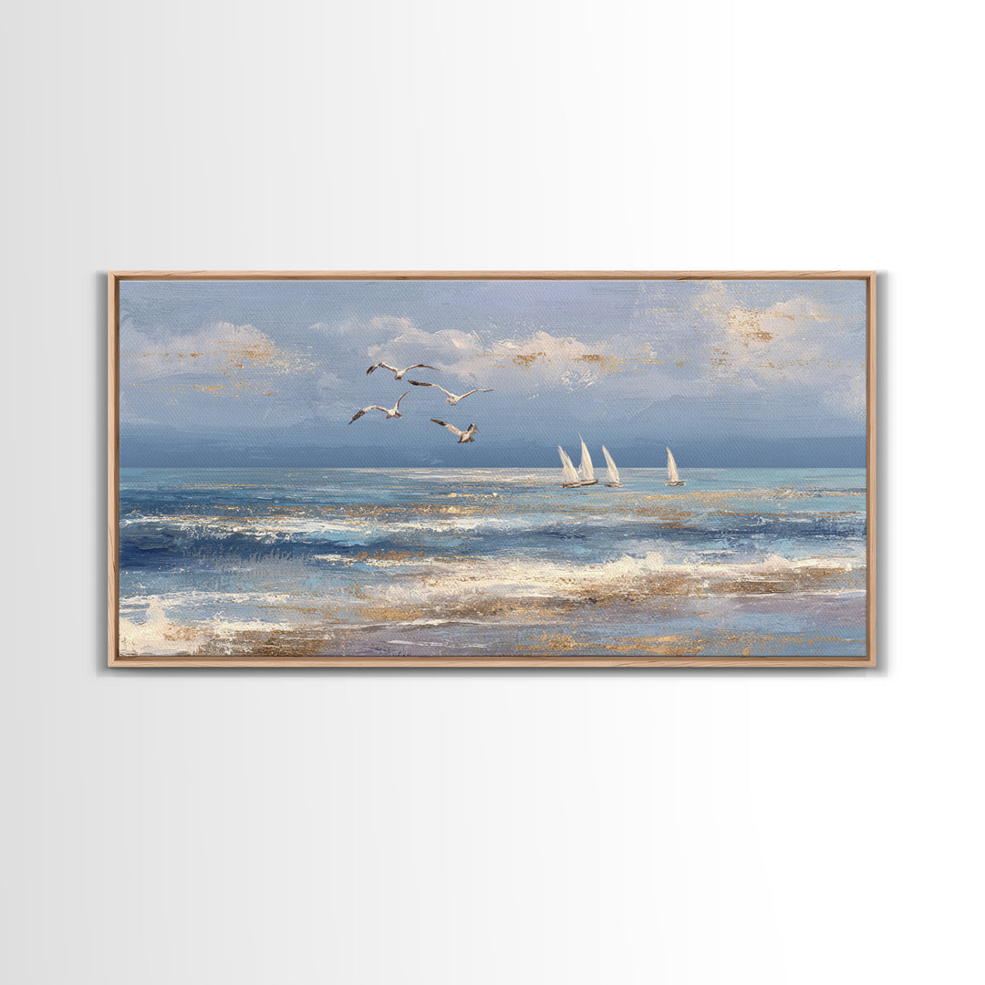 Elegant Moonlit Ocean Horizon Canvas Print, Master Bedroom, Bedroom Prints, Bedroom Decor, Fine Art, Sanctuary, Gallery Decor, MAS-2x1-93