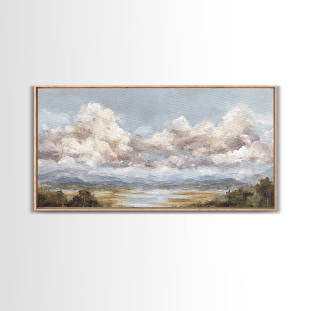 Blush and Taupe Cloudscape Canvas Print, Master Bedroom, Wall Decal, Bedroom Decor, Watercolor Art, Sanctuary, MAS-2x1-98