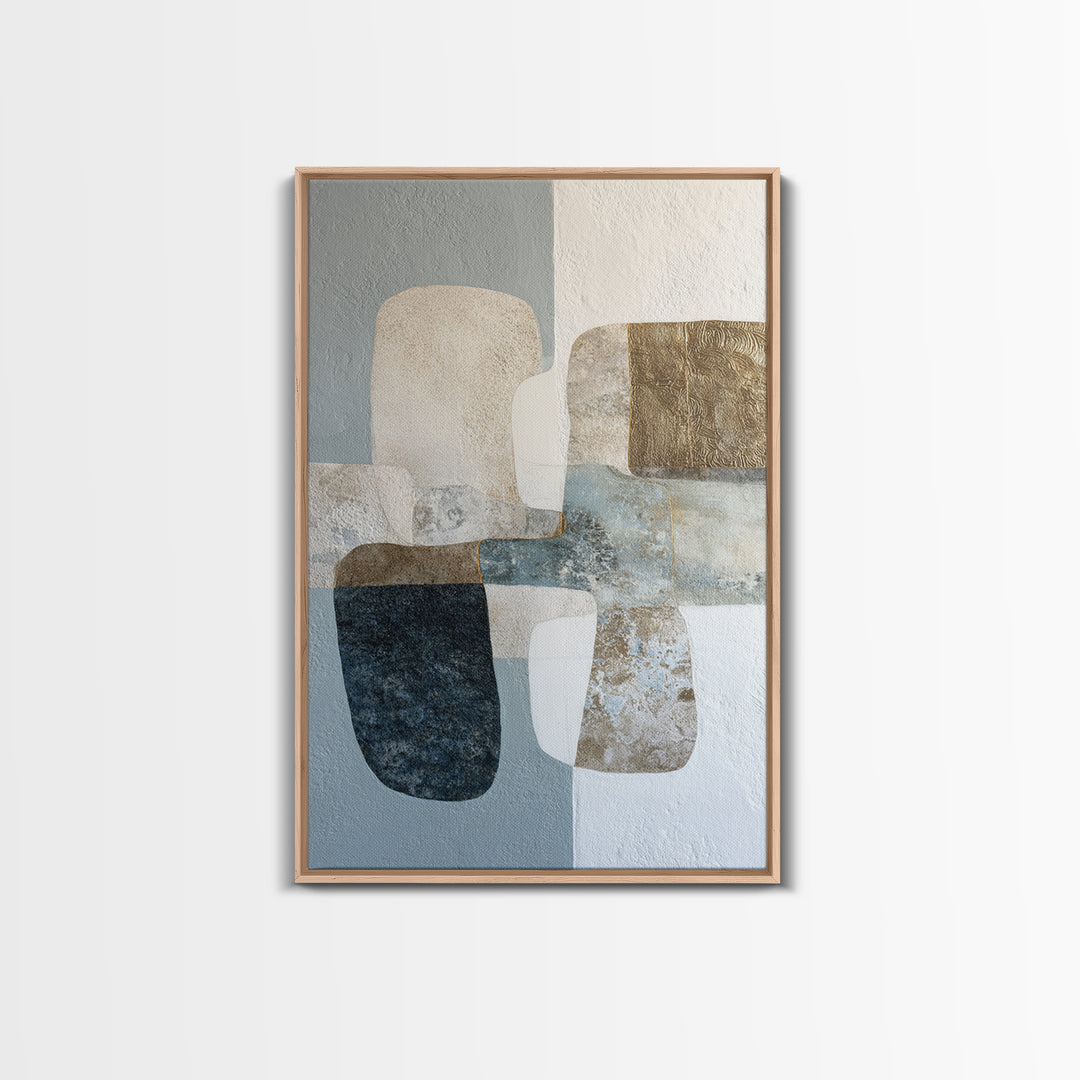 Minimal Stone Shapes Framed Canvas Print, Master Bedroom, Modern Decor, Bedroom Decor, Abstract Art, Sanctuary, Wall Decor, MAS-2x3-24