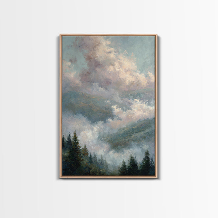 Blush and Taupe Cloudscape Framed Canvas Print, Master Bedroom, Large Wall Art, Bedroom Decor, Sanctuary, Bedroom Prints, MAS-2x3-38
